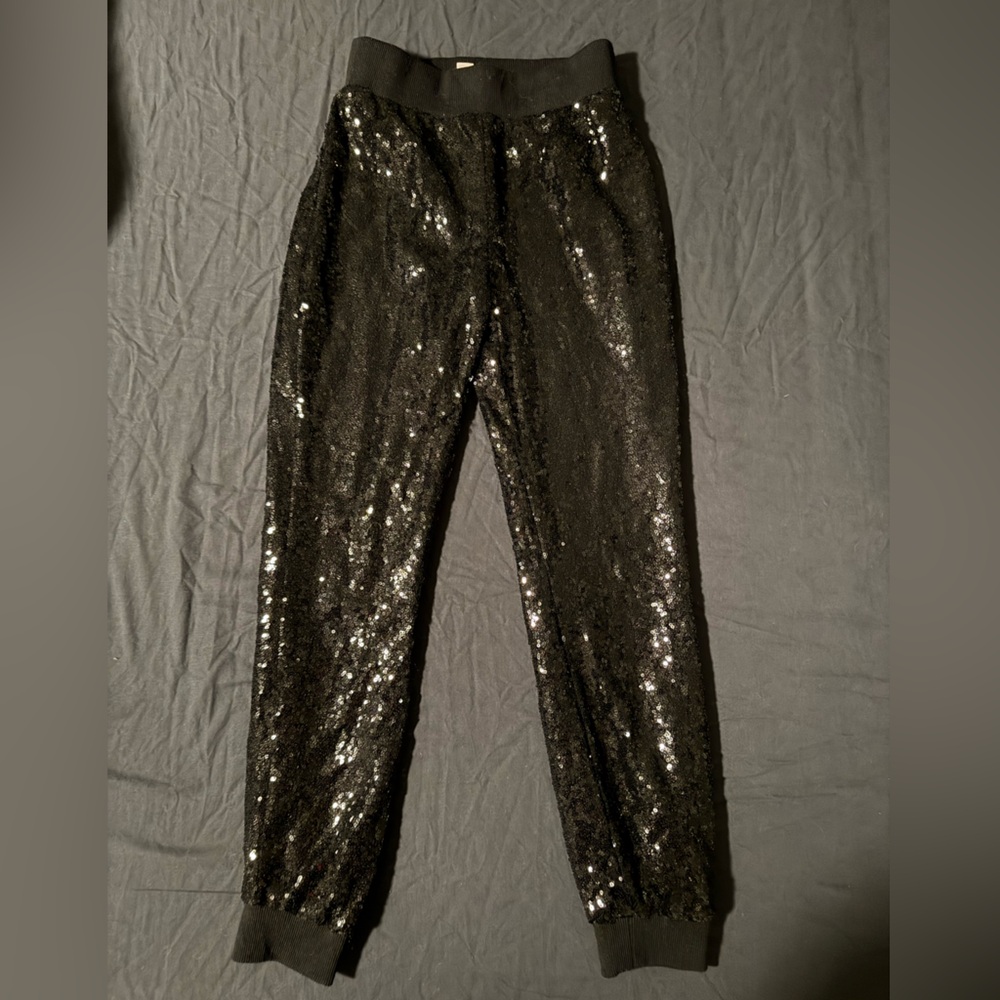 🖤Black Sequin Glam black pants for girls youth 10